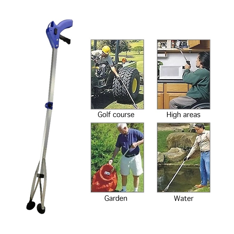 Folding Household Garbage Picker Alloy Trash Grabber Waste Leaves Pick Cleaning Up Clip Garden Tool