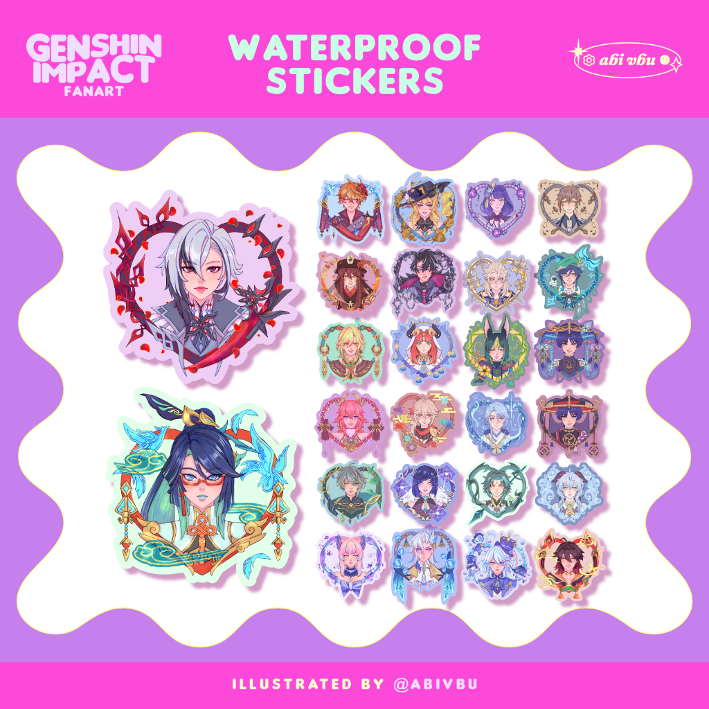 Genshin Laptop Sticker: Waterproof Vinyl Fanart Stickers by AbiVbu ...