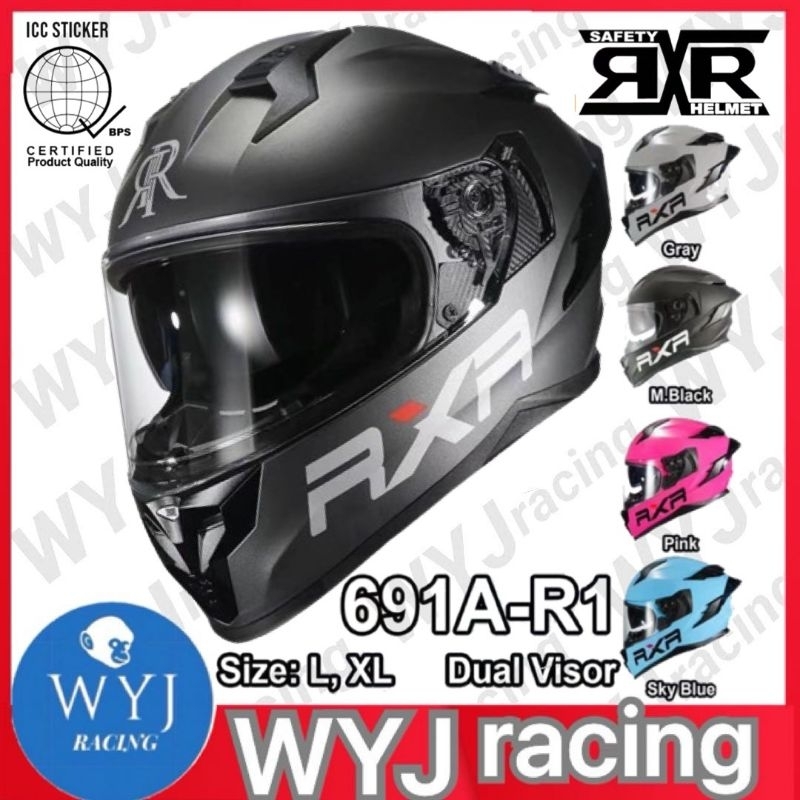 RXR 691A-R1 DUAL VISOR FULL FACE HELMET WITH ICC (BPS) SIZE 59