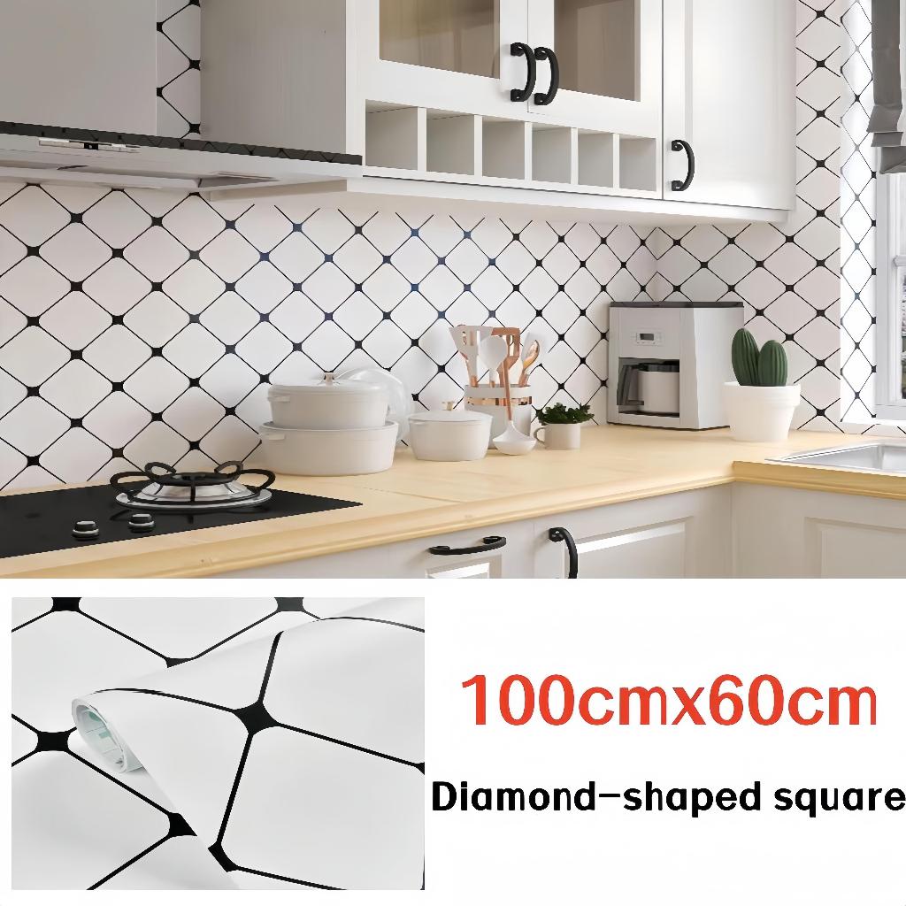 PVC heatproof Kitchen Wallpaper 3D Backsplash Subway Tiles Sticker ...