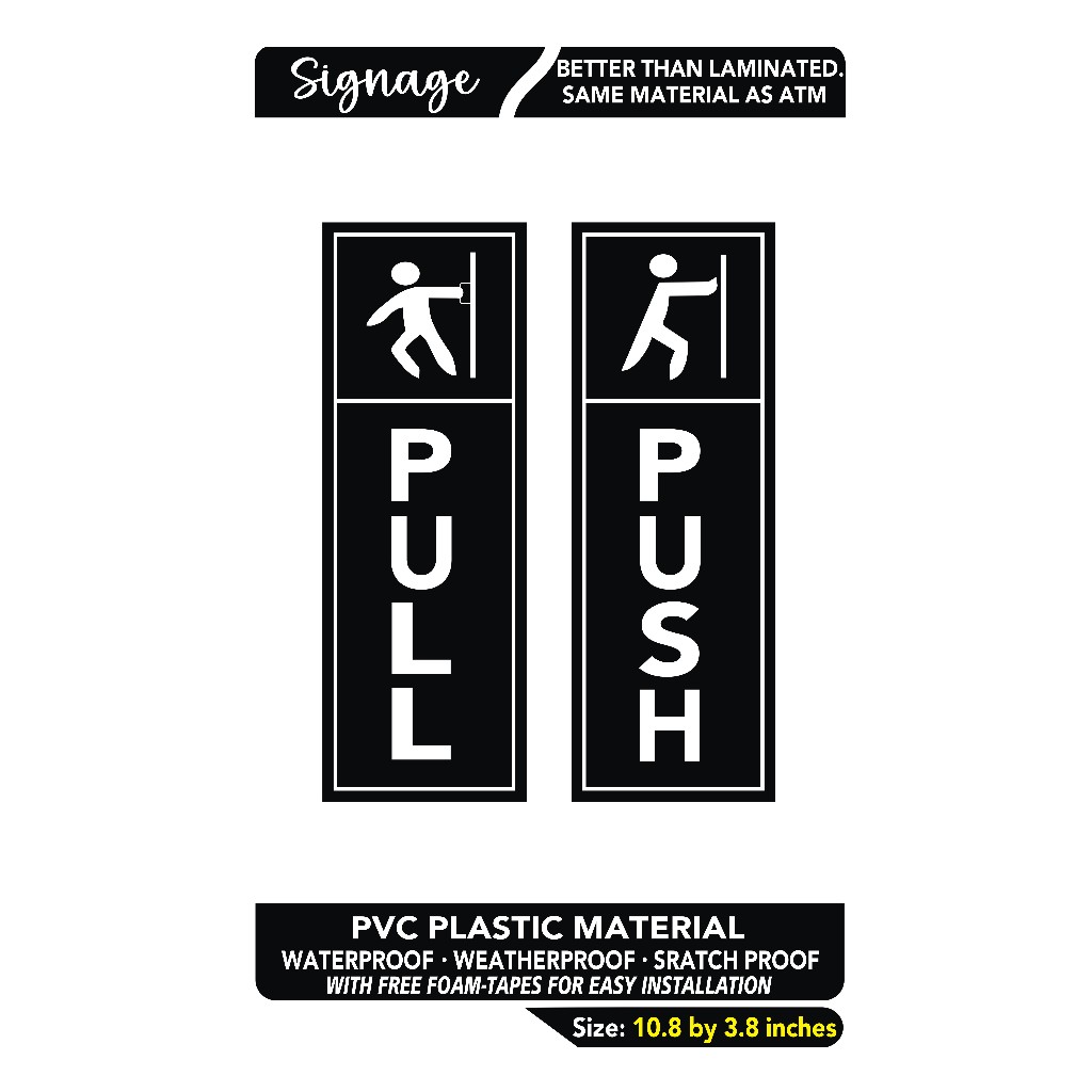 Pull Push Signage PVC Plastic Material Signage | Shopee Philippines