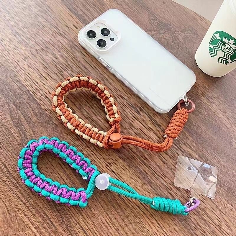 Anti-lose adjustable woven mobile phone lanyard wrist rope keychain ...