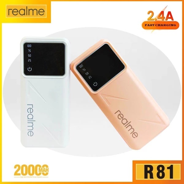 Realme R81 Power Bank 20000mah Fast Charge 3USB Input 2.4A Output ...