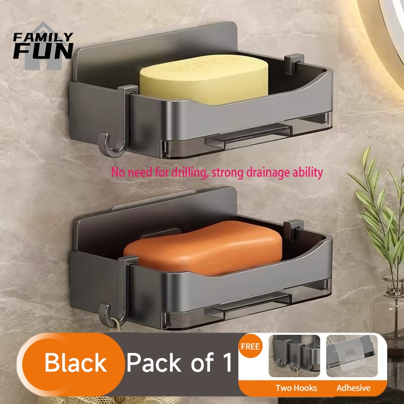 Bathroom Organizer Rack Soap Holder Wall Mounted Drilling-Free Soap ...