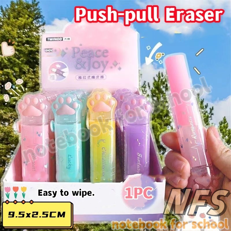 NFS 1PC Push-pull Design Cat Paw Portable Rubber Eraser Cartoon Pencil ...
