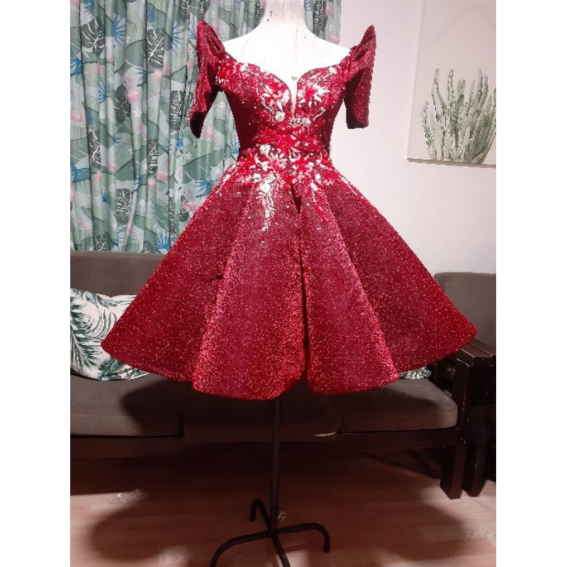sachin and babi light blue dress Collared Overlap Tulip Filipiniana Dress