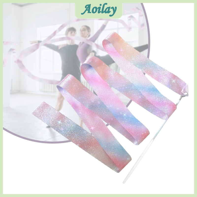 4M Ballet Ribbon Twirling Rod Rainbow Shiny Art Gymnastics Streamers ...