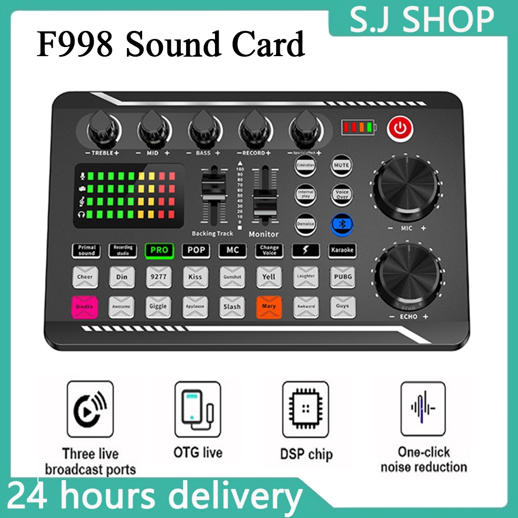 F998 Sound Card Microphone Mixer Kit 16 Sound Effect Audio Recording ...