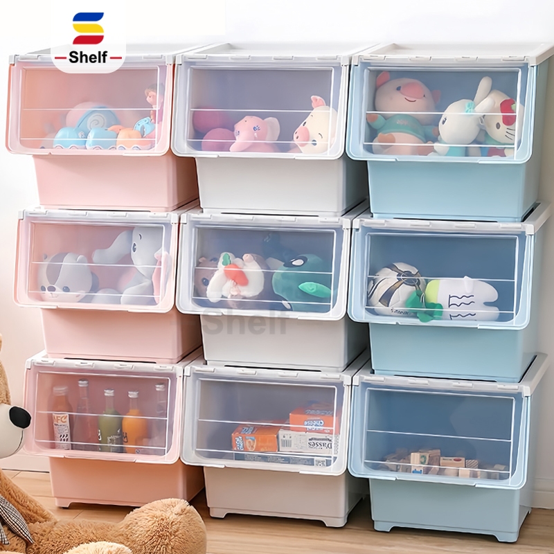HOTJOY Plastic Storage Box Stackable Large Capacity Flip Top Storage ...