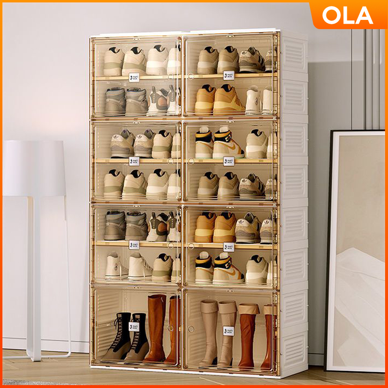 OLA Acrylic Shoe Box Free Installation Foldable Stackable Shoe Rack ...