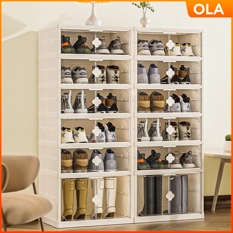 OLA Shoe Cabinet Foldable Shoe Box Storage Organizer Shoe Rack Shoe ...