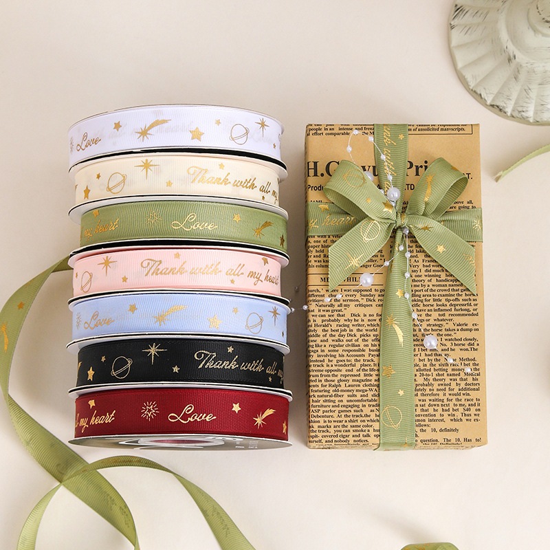2cm * 36 Yards Starry Hot Stamping Thread Ribbon Flower Packaging ...