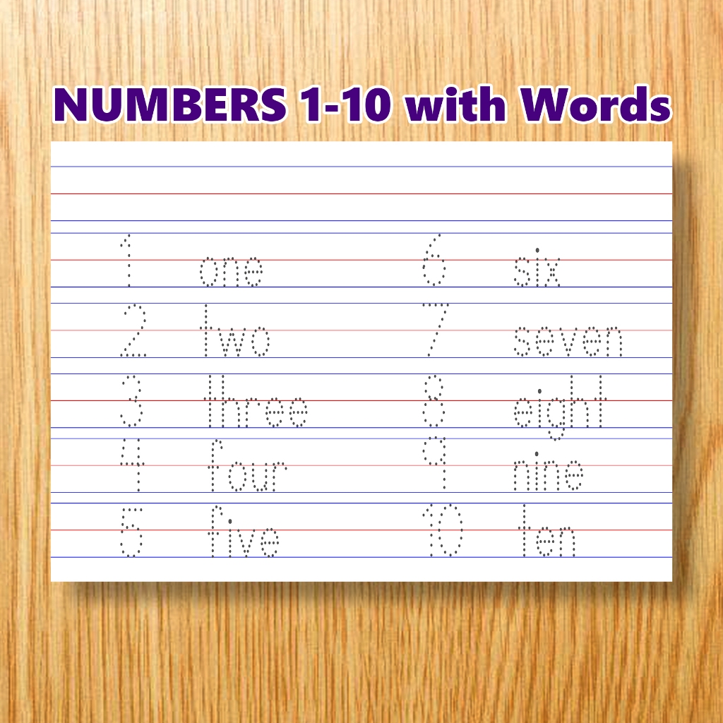 Numbers 1-10 with Words Tracing Pad for Kids Education Learning ...