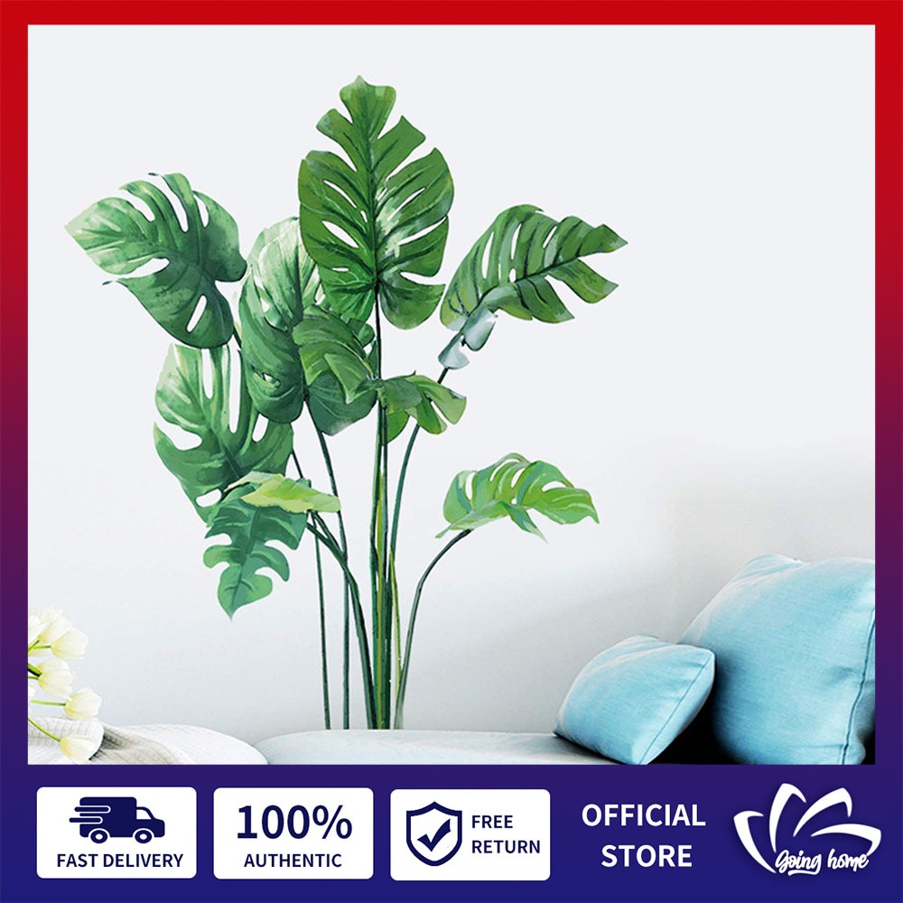 Leaf Wall Decals Monstera Leaf Tropical Plants Wall Stickers For Living