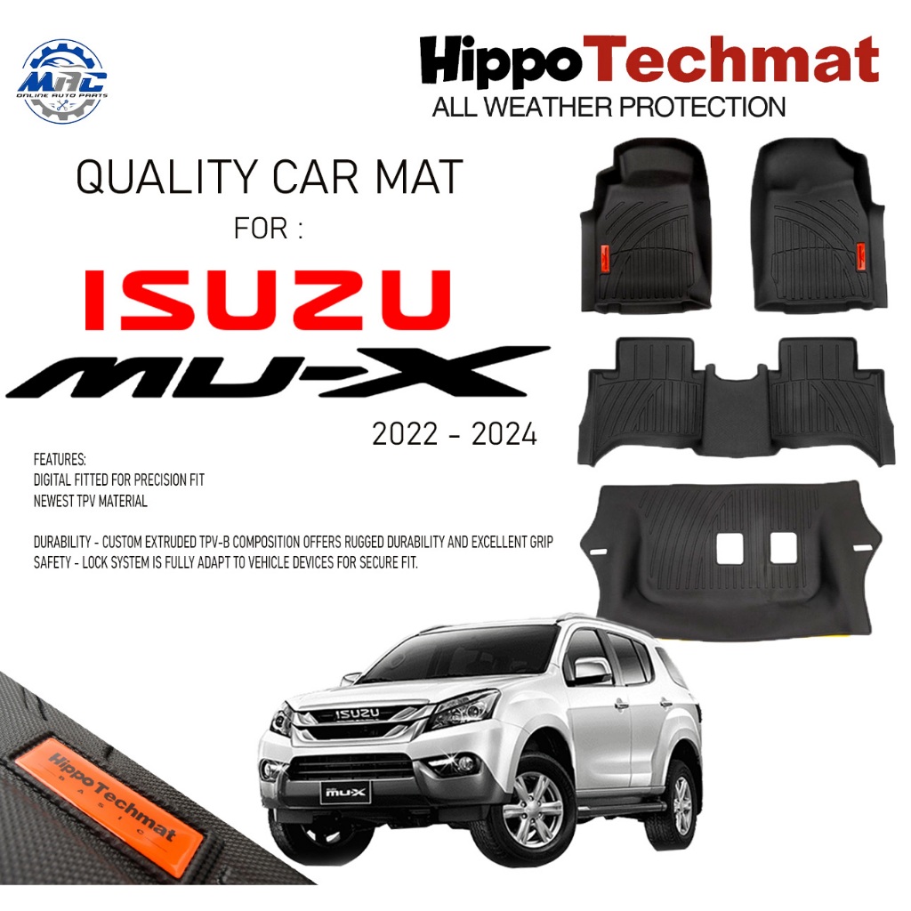 HIPPO TECHMAT for ISUZU MU-X MUX 2022 - 2024 Deep Dish matting Made in ...