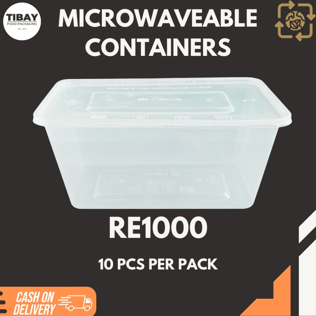 (10 PCS) RE500 RE750 RE1000 Microwaveable Container Take out Box ...