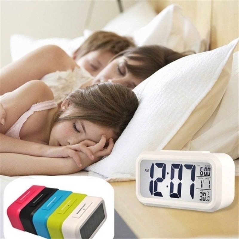 Digital Desk Alarm Clock With LED Backlight – Calendar & Thermometer Display