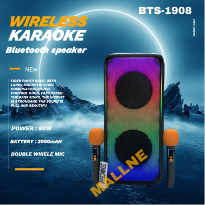 Brodu BTS 1908 Bluetooth Karaoke Speaker With Free Dual Digital ...