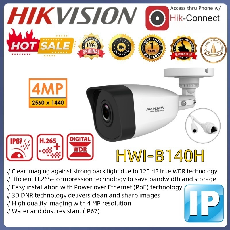 Hikvision 2/4MP HD High quality Network Bullet Camera Outdoor Waterproof  Night Vision IP Camera