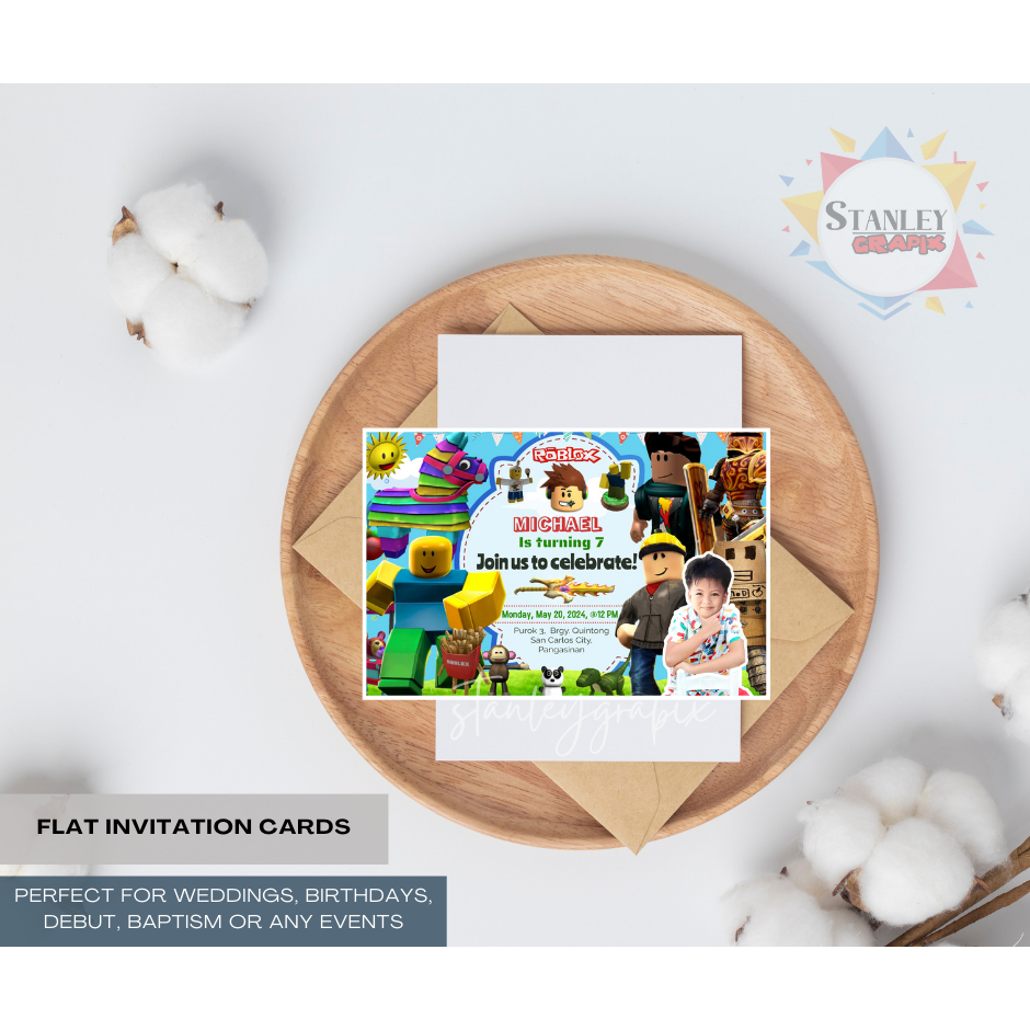 SGRAPIX ROBLOX INVITATION CARDS BIRTHDAY | FREE LAYOUT | MINIMUM OF ...