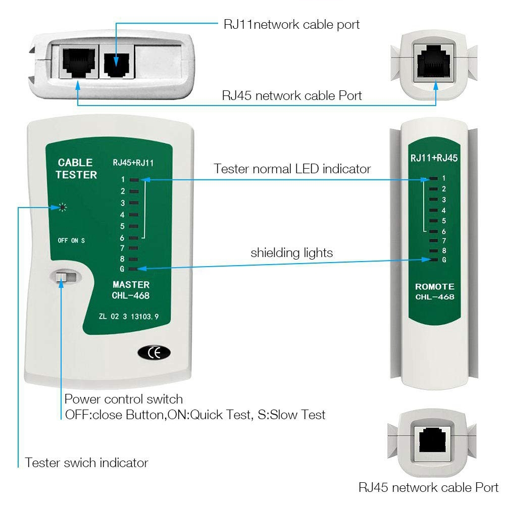 Network Cable Tester RJ45 RJ11 RJ12 CAT5 UTP LAN Mesh Line test ...