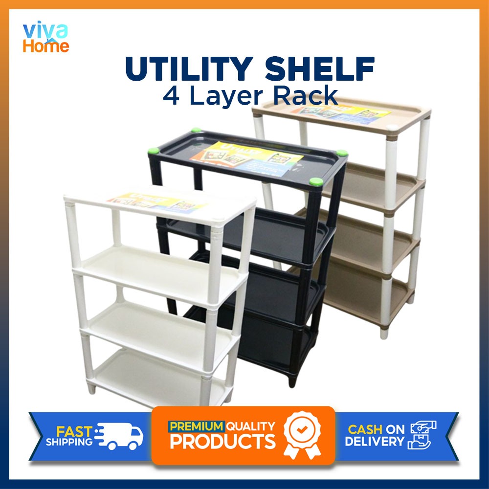 Vivahome Utility Shelf 4 Layer Storage Organizer Utility Rack Home ...