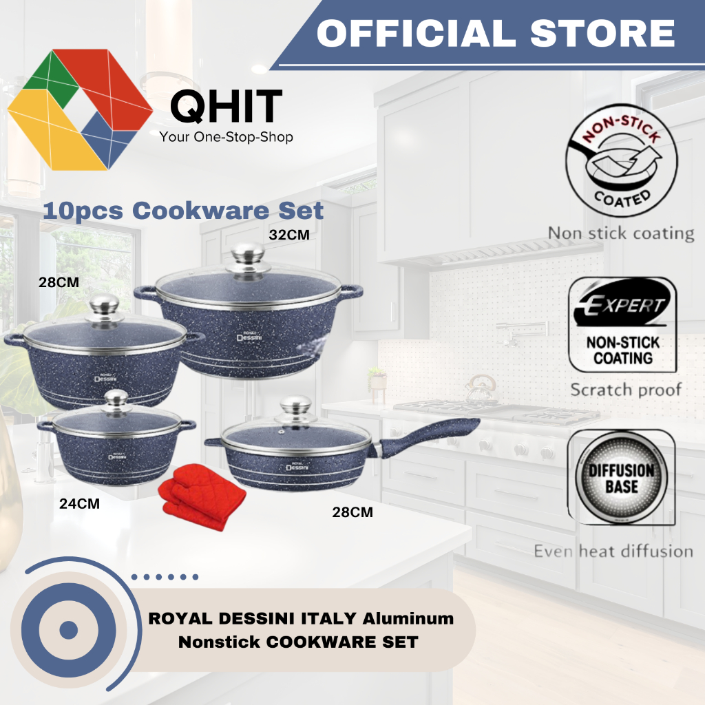 Original ROYAL DESSINI ITALY by QHIT 10PCS COOKWARE SET WITH FREEBIE