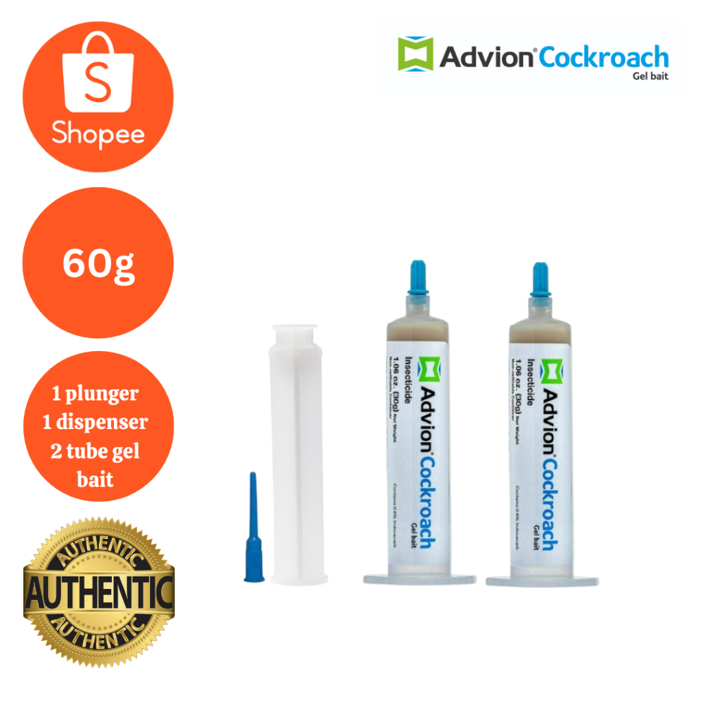 ADVION SYNGENTA COCKROACH GEL BAIT 2 TUBES 1 PLUNGER 1 DISPENSER NEEDLE ...