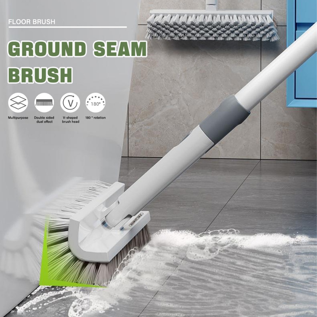 180° Rotating Floor Cleaning Brush with Long Handle V-shaped Stiff ...