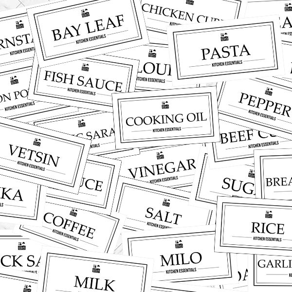 PANTRY/KITCHEN LABEL STICKER - WHITE #4 [2.6” x 1.4”] Waterproof Vinyl ...