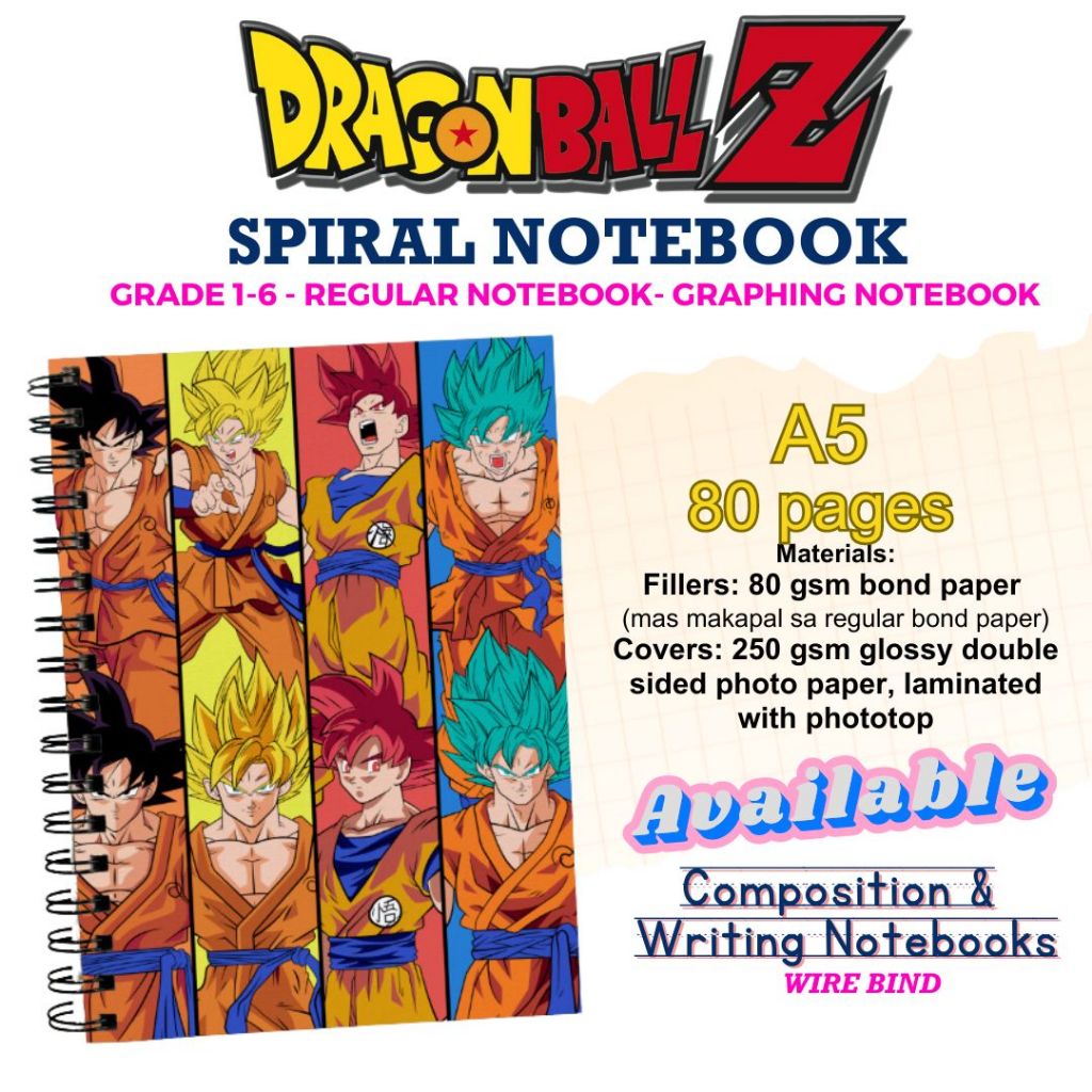 Dragon Ball Z Spiral Notebook-Regular/Composition/Writing Notebook-A5 ...