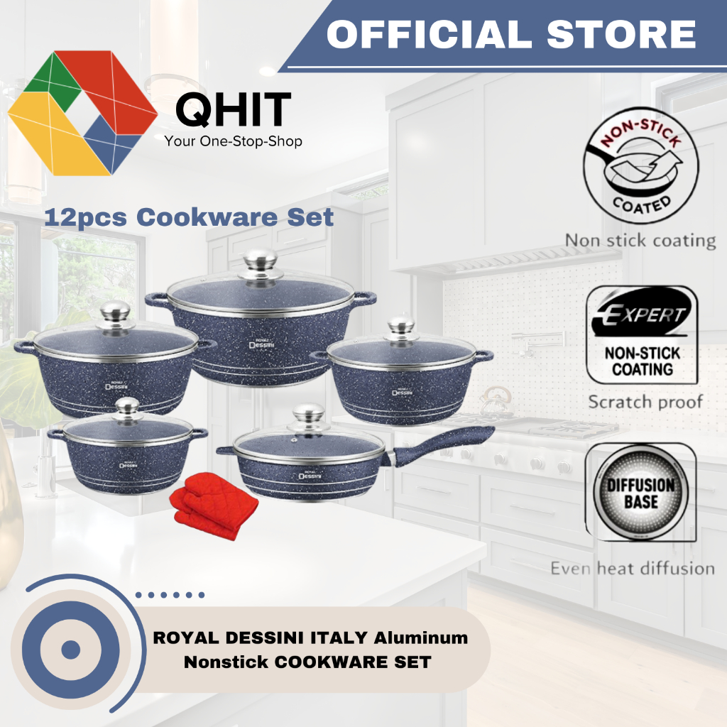 [NEW] Original ROYAL DESSINI ITALY by QHIT 12PCS and 10PCS COOKWARE SET ...