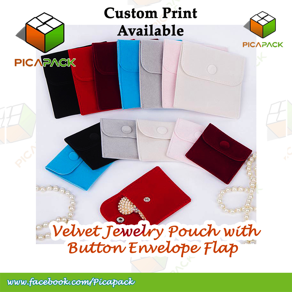 1pc] Velvet Jewelry Pouch with button envelope flap velvet bag