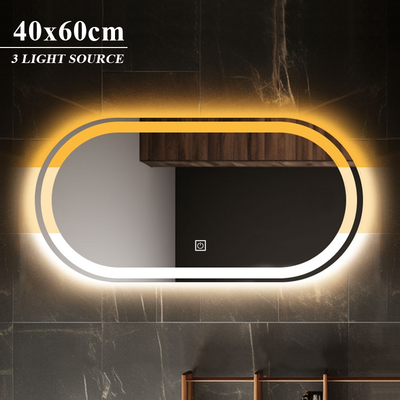 LED Bathroom Mirror With Light Tricolor Light Smart Mirror Wall Multif ...
