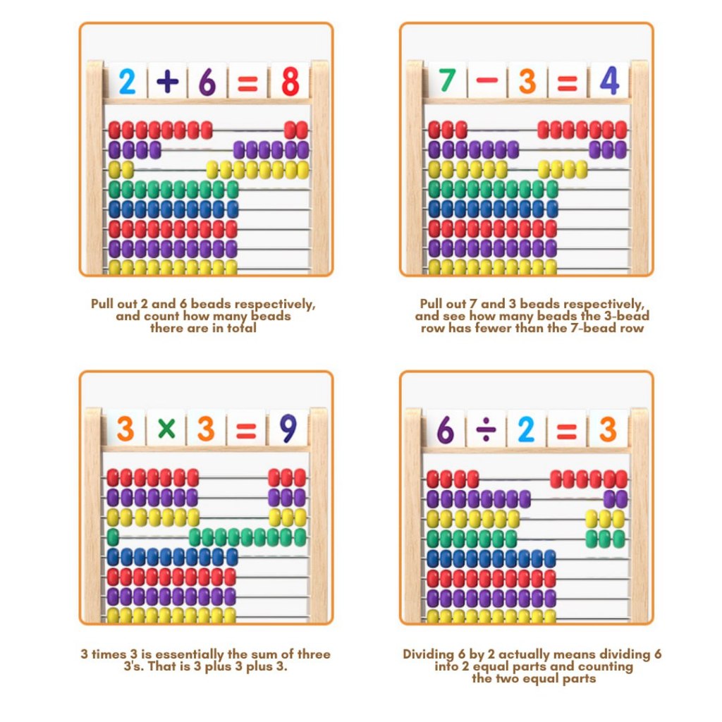 BYJ Wooden Arithmetic Computing Frame Educational Abacus Mathematics ...