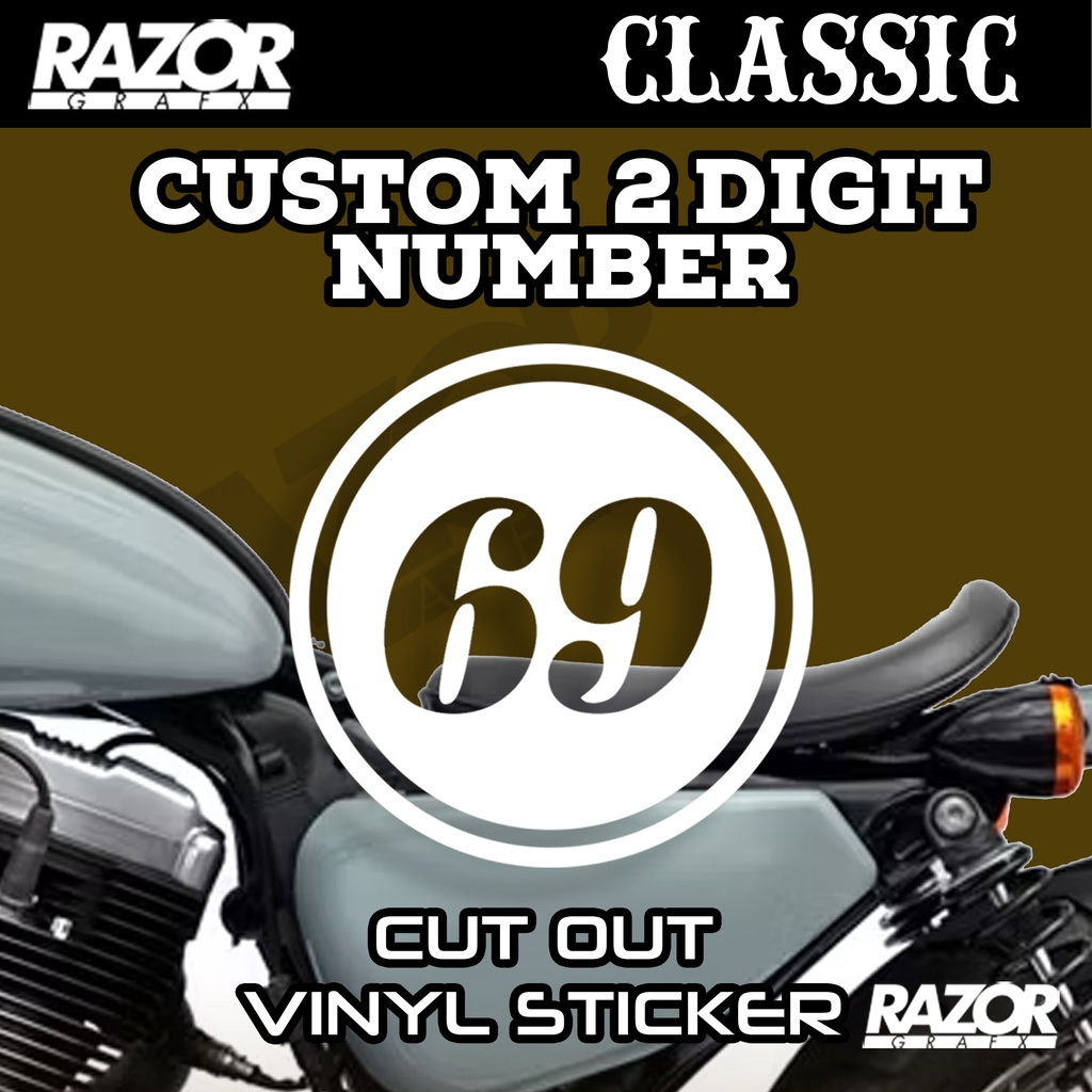 Custom Round Racing Numbers for Motorcycles, Helmet etc. / Classic ...