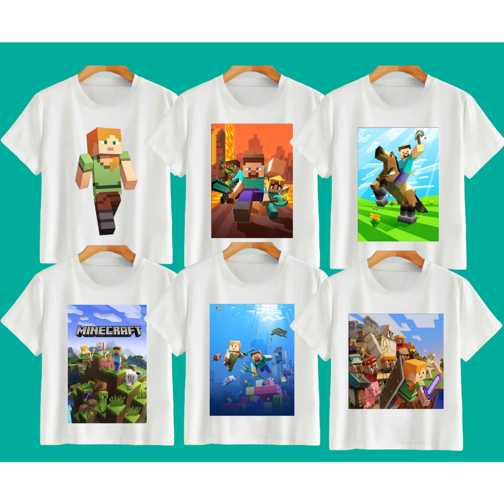 MINECRAFT Casual White Shirts for Kids and Adults | Shopee Philippines