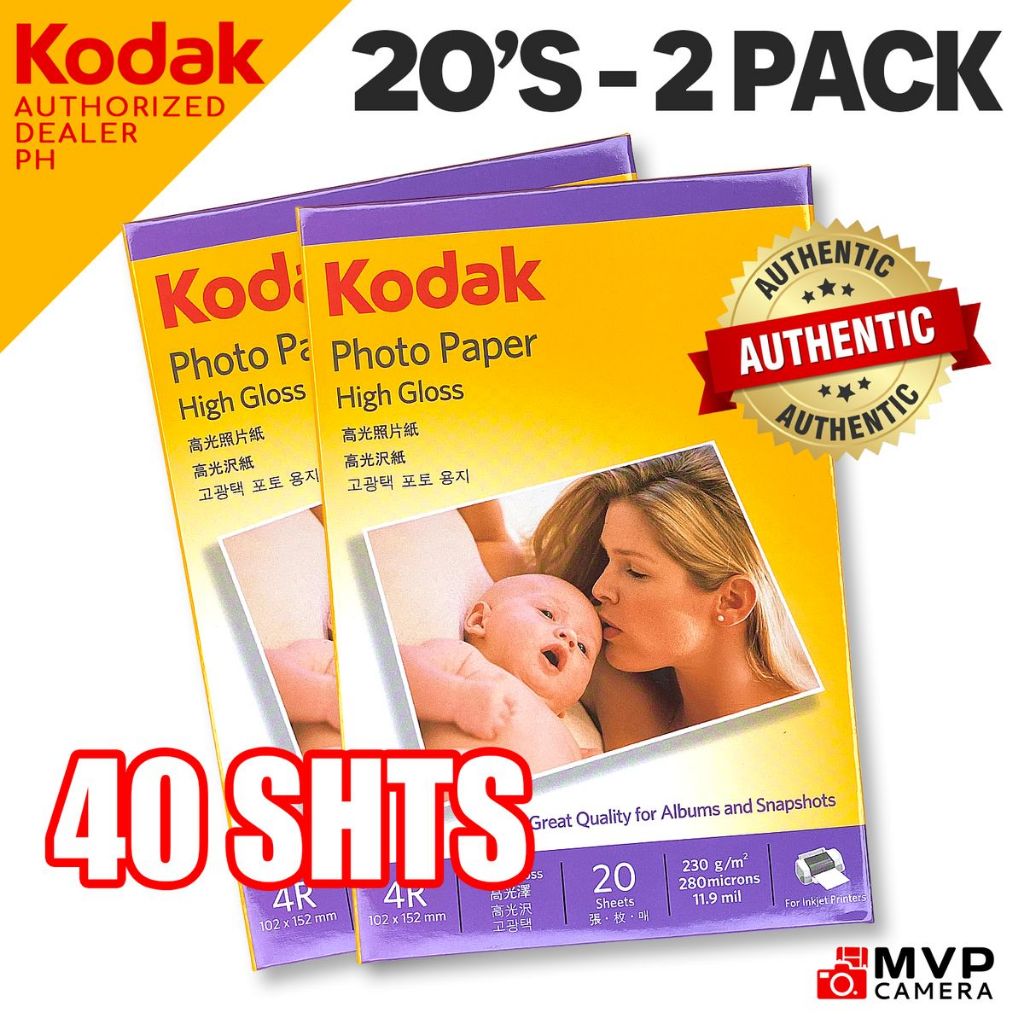 [AUTHENTIC] KODAK 4R (4x6) Inkjet Photo Paper 230 GSM 20's Pack Glossy ...