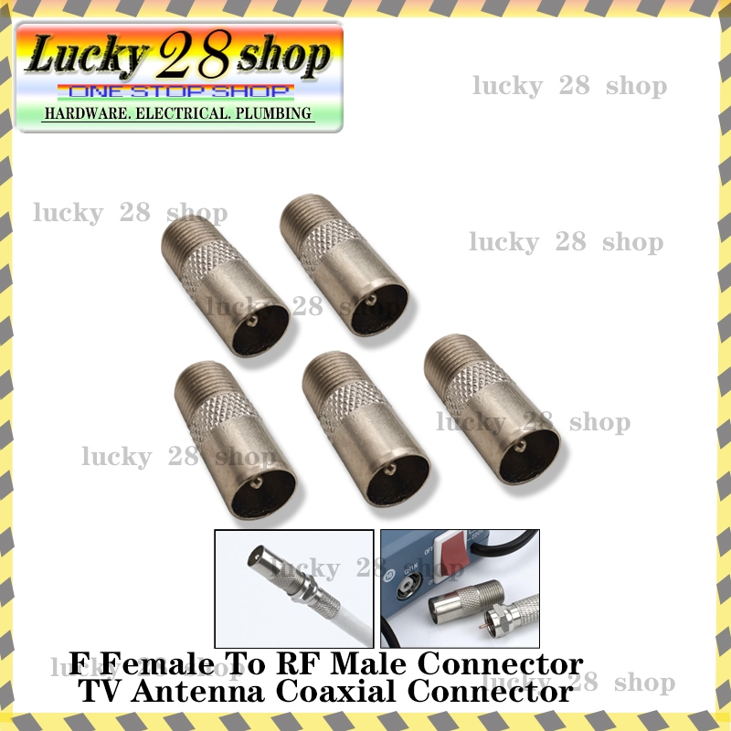 100PCS F FEMALE TO RF MALE CONNECTOR TV ANTENNA COAXIAL PLUG SOCKET ...