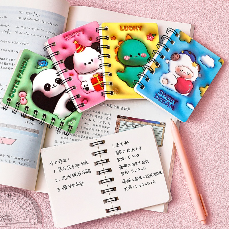 A7 Cartoon 3D Coil Notebook 80 Sheets Portable Mini Notebook Notepads ...