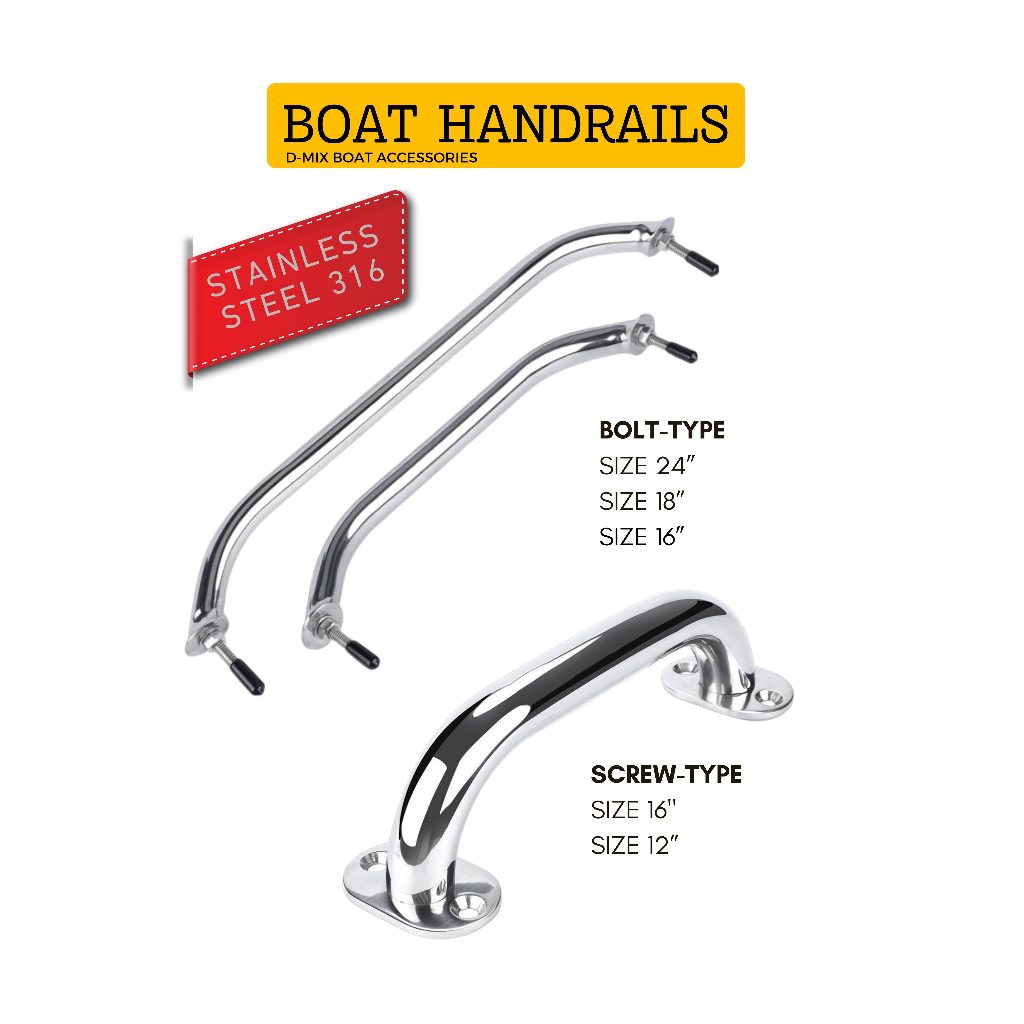 Boat Handrails Screw Bolt Type Stainless Steel 316 Boat Accessories ...