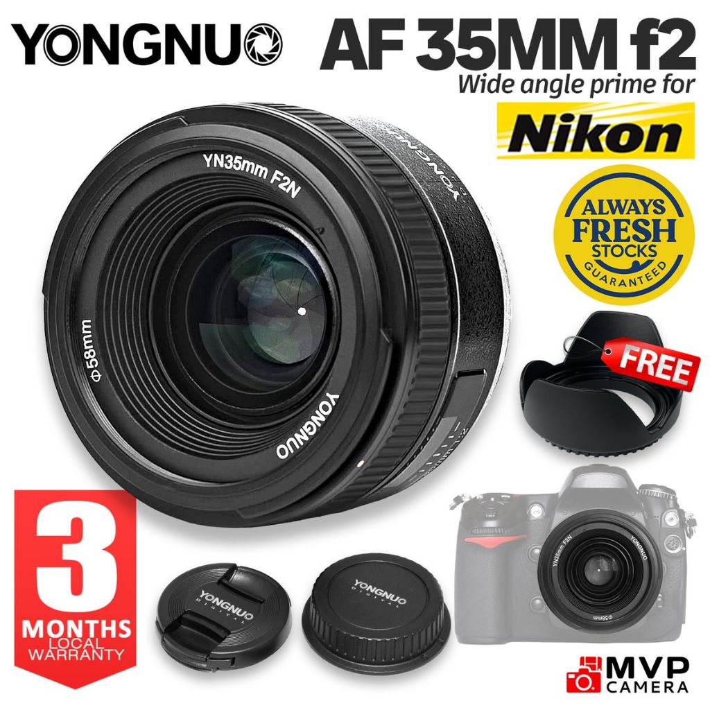 YONGNUO YN 35mm f2 Autofocus Lens for Nikon F Wide Angle Prime