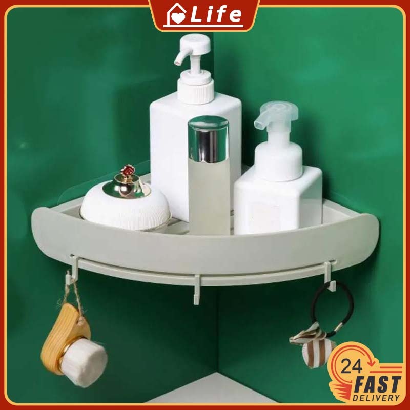 Punch-free Bathroom Triangle Storage Rack Corner Shelf Shampoo Soap ...