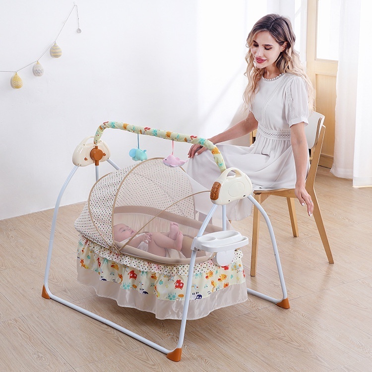 Electric Baby Cradle Swing Rocker Cradle Auto Rocker with Mosquito Net ...