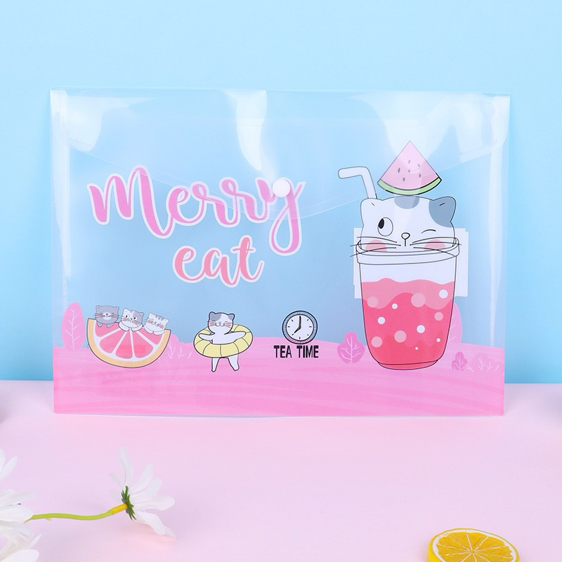 A4 plastic envelope cute cartoon file bag student stationery | Shopee ...