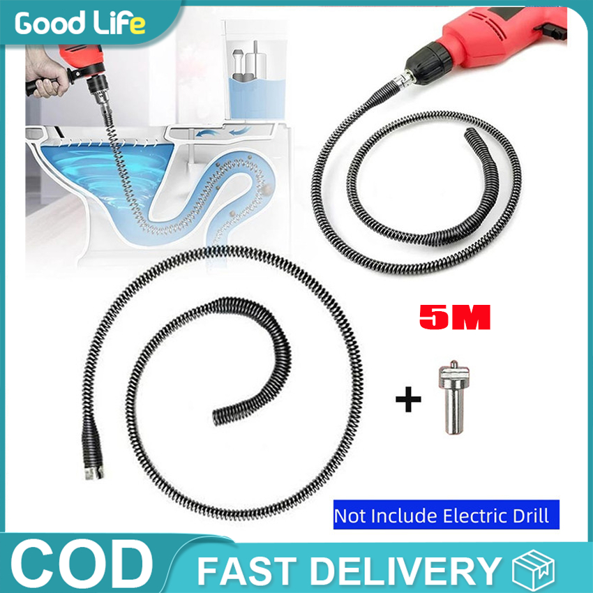 5 Meters Spring Drain Cleaner Drainage Clog Remover Plumbing Tool ...