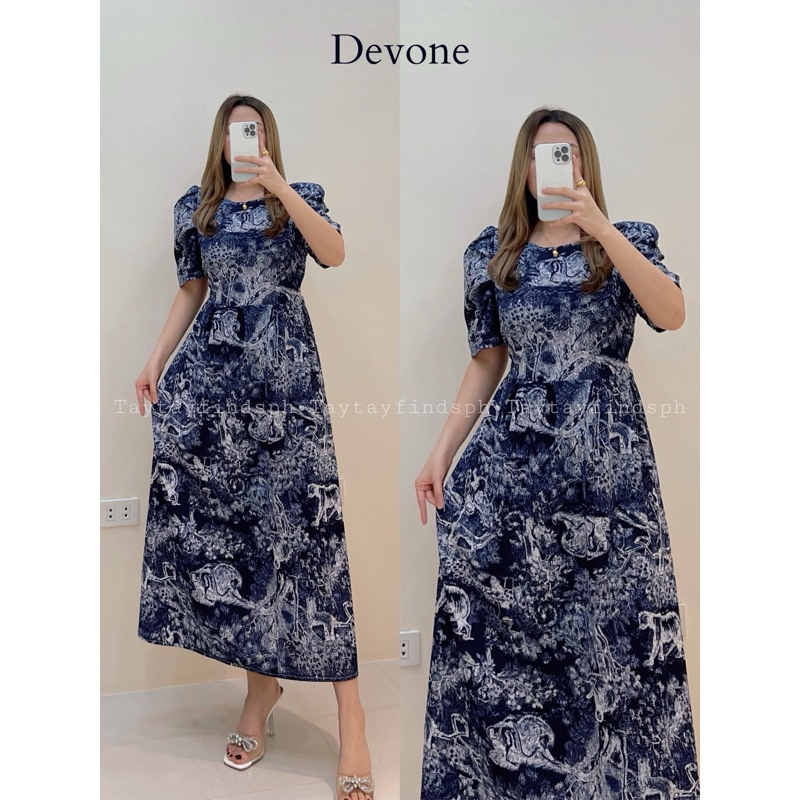 DEVONE ROUND NECK PUFF SLEEVE PRINTED DRESS | taytayfindsph | Shopee ...