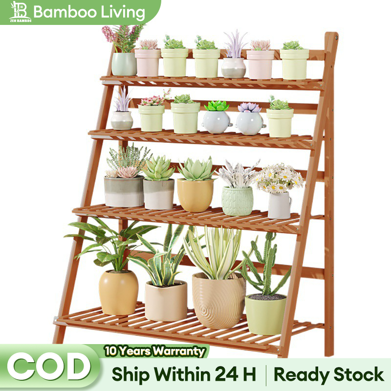 Desktop Folding Flower rack Bmaboo Wood/Black 50/70/100CM Simple ...