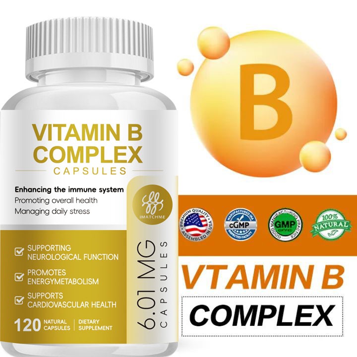 Vitamin B Complex Capsule B12 B1 B2 B3 B5 B6 B7 B9 Folic Acid