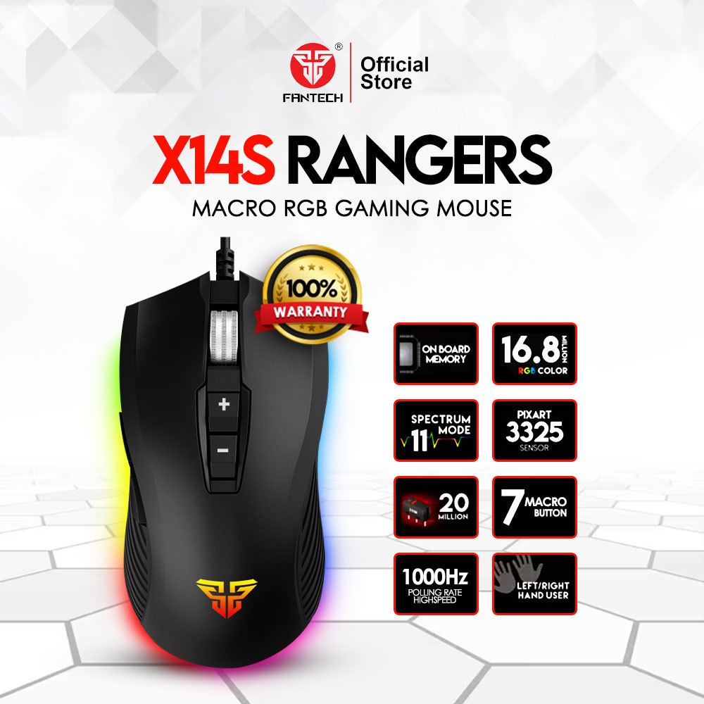 Fantech X14s Rangers Macro RGB Gaming Mouse with 7D Macro Function ...